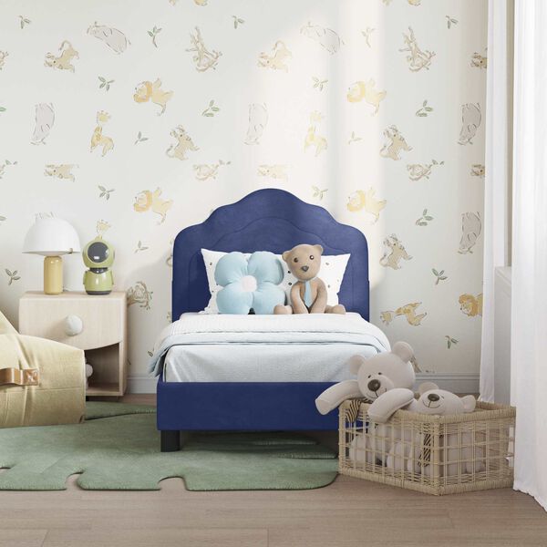 vidaXL Estrutura de Cama para Crian&ccedil;a com Cabeceira Azul Pol&iacute;cia