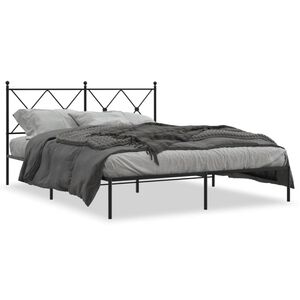 vidaXL Estrutura de cama com cabeceira 160x200 cm metal preto