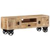 vidaXL M&oacute;vel de TV com rodas 110x30x37 cm madeira de mangueira &aacute;spera