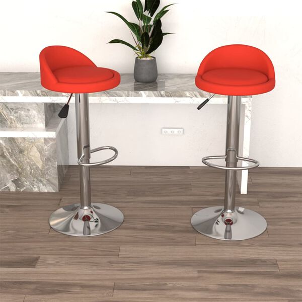 vidaXL Bancos de bar 2 pcs couro artificial vermelho