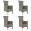 vidaXL Cadeiras de jardim c/ almofad&otilde;es 4 pcs vime PE cinzento