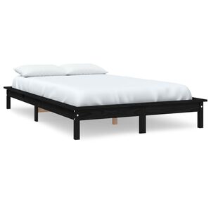 vidaXL Estrutura de cama 140x190 cm madeira de pinho maci&ccedil;a preto