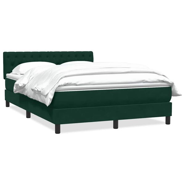 vidaXL Box Cama primavera com Colch&atilde;o Verde Escuro 140x210 cm Veludo