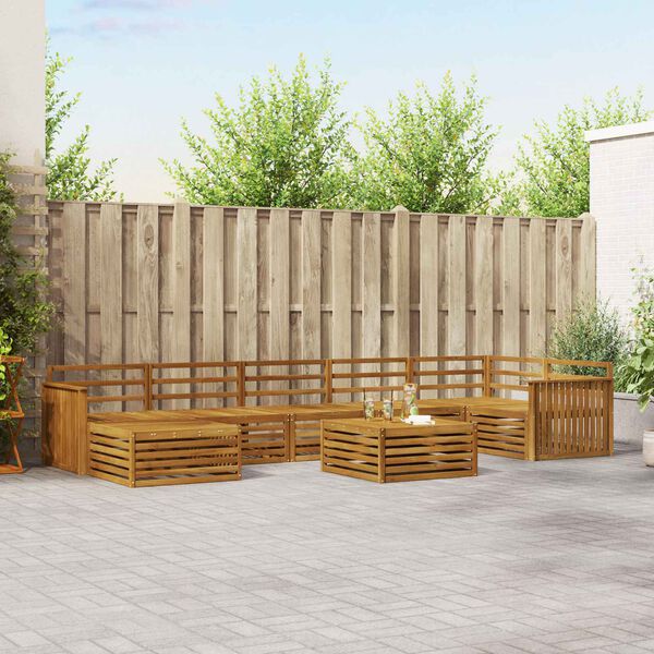 vidaXL Conjuntos de sof&aacute;s 8 pcs Natural Madeira S&oacute;lida de Ac&aacute;cia