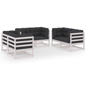 vidaXL 6 pcs conjunto lounge de jardim com almofad&otilde;es pinho maci&ccedil;o