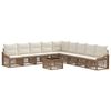 vidaXL Conjunto de Sof&aacute; de Jardim Ajust&aacute;vel 10 pcs Bege vime PE