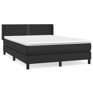 vidaXL Cama com molas/colch&atilde;o 140x190 cm couro artificial preto
