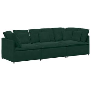 vidaXL Sof&aacute; modular com almofadas veludo verde-escuro