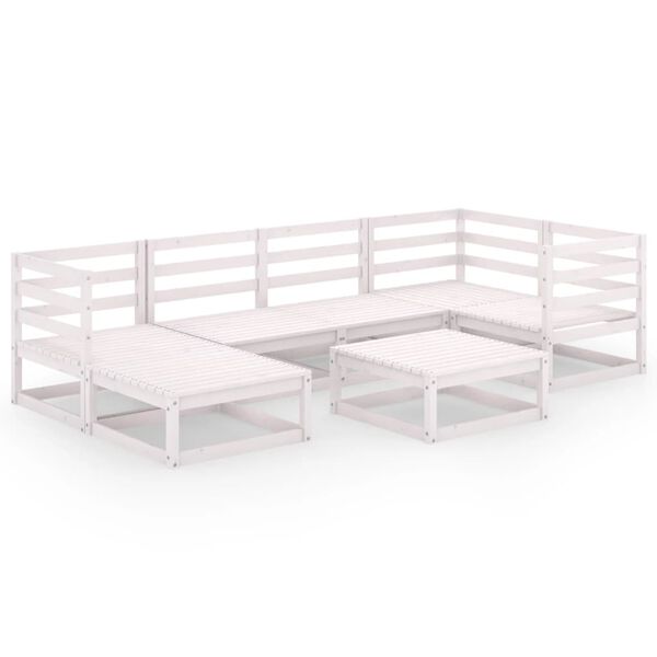 vidaXL 7 pcs conjunto lounge de jardim pinho maci&ccedil;o branco