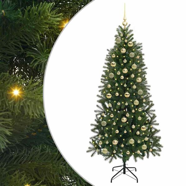vidaXL &Aacute;rvore de Natal Artificial com 300 LEDs Verde 180 cm PE e PVC