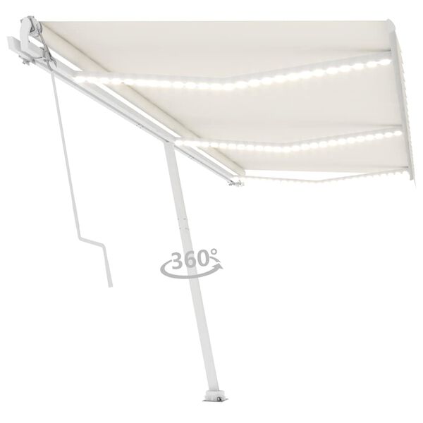 vidaXL Toldo automático com LED e sensor de vento 600x300 cm cor creme
