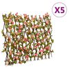 vidaXL&nbsp;Treli&ccedil;a hera artificial extens&iacute;vel 5 pcs 180x60 cm rosa escuro