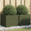 vidaXL Vasos/floreiras 2 pcs 42x40x39 cm a&ccedil;o verde azeitona