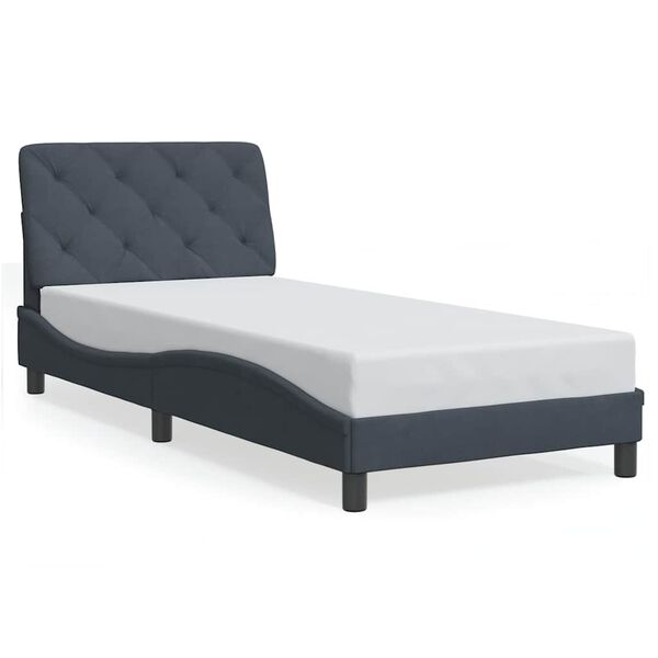 vidaXL Estrutura de cama sem colch&atilde;o 90x200 cm veludo cinzento-escuro