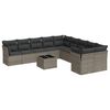 vidaXL 11 pcs conjunto sof&aacute;s de jardim c/ almofad&otilde;es vime PE cinzento