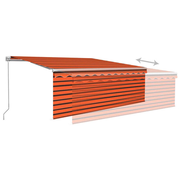 vidaXL Toldo retr&aacute;til manual com estore/LED 4x3 m laranja e castanho