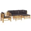 vidaXL 6 pcs conjunto lounge jardim bambu c/ almofad&otilde;es cinza-escuro