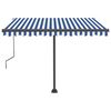 vidaXL Toldo autom&aacute;tico LED e sensor de vento 300x250 cm azul e branco