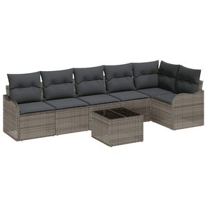 vidaXL Conjunto de Sof&aacute; de Jardim 7 pcs Preto Rattan Sint&eacute;tico
