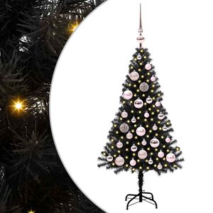 vidaXL &Aacute;rvore de Natal com 150 LEDs com suporte Preto 120 cm PVC