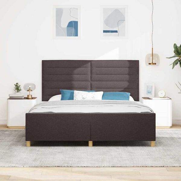 vidaXL Estrutura da Cama Castanho escuro 180 x 200 cm tecido
