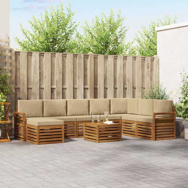 vidaXL Conjunto de Sof&aacute; Sectional com almofada 9 pcs Natural e Bege