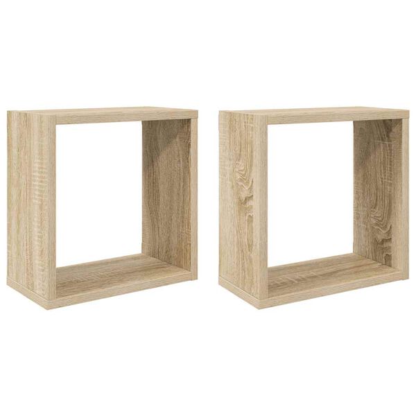 vidaXL Prateleiras de parede em forma de cubo 2 pcs 30x15x30cm sonoma