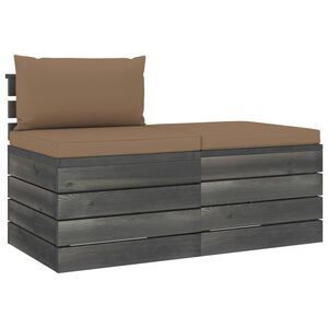 vidaXL 2 pcs conjunto lounge de paletes com almofad&otilde;es pinho maci&ccedil;o