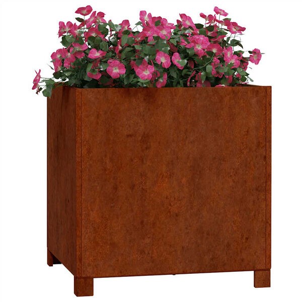 vidaXL Vaso/floreira com pernas 50x50x50 cm a&ccedil;o corten cor enferrujado