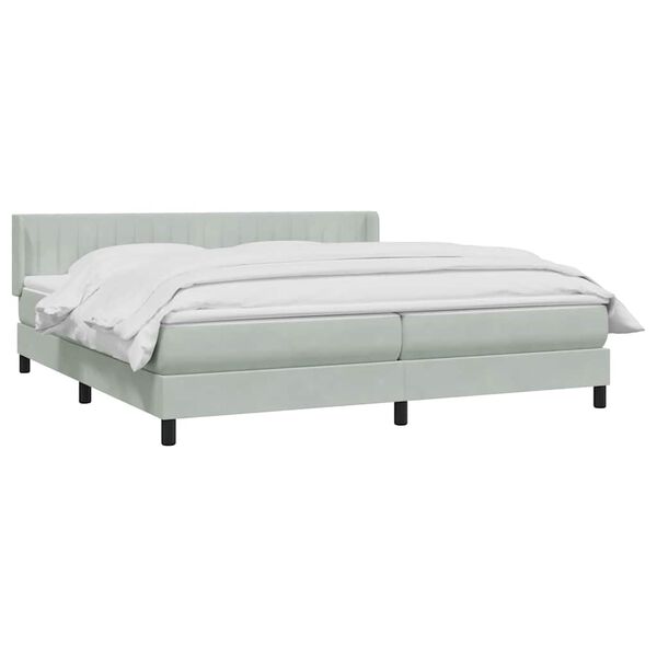 vidaXL Cama com molas/colch&atilde;o 180x210 cm veludo cinzento-claro