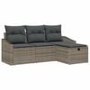 vidaXL Conjunto de Sof&aacute;s com almofada 4 pcs Cinzeto vime PE