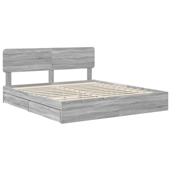 vidaXL Cama com Armazenamento com cabeceira Cinza Sonoma 180 x 200 cm