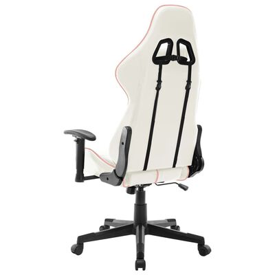 vidaXL Cadeira de gaming couro artificial branco e cor-de-rosa