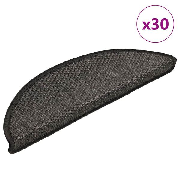 vidaXL Tapetes escada adesivos aspeto sisal 30 pcs 56x17x3cm antracite