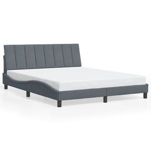 vidaXL Estrutura de cama sem colch&atilde;o Hanko 160x200 cm veludo cinzento-escuro