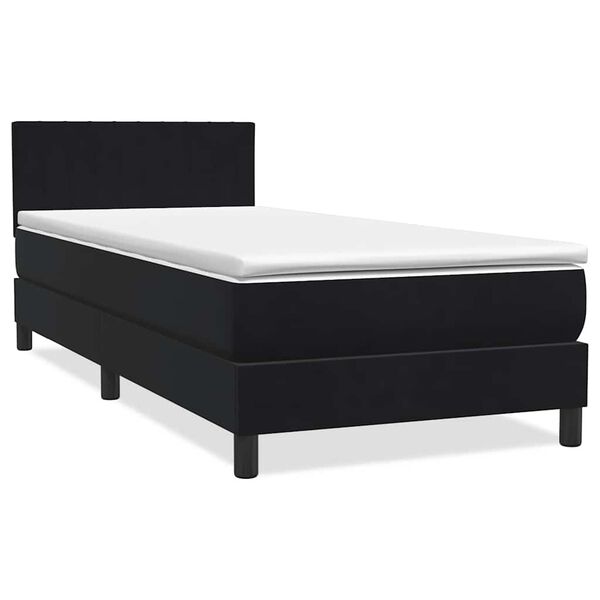 vidaXL Cama box spring c/ colch&atilde;o e LED 100x220 cm veludo preto
