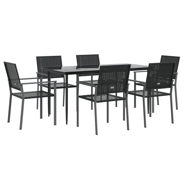 vidaXL 7 pcs conjunto de jantar p/ jardim vime PE e a&ccedil;o