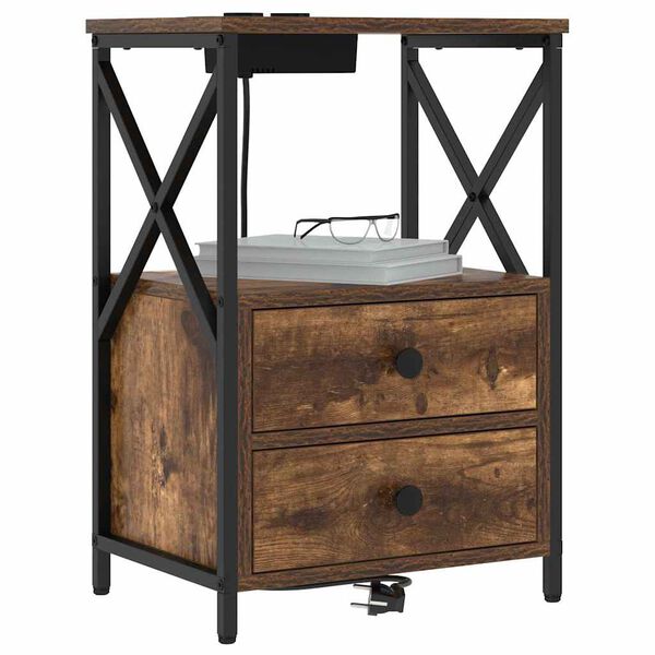 vidaXL Arm&aacute;rio de Cabeceira 2 pcs Carvalho Defumado 40 x 31 x 60 cm