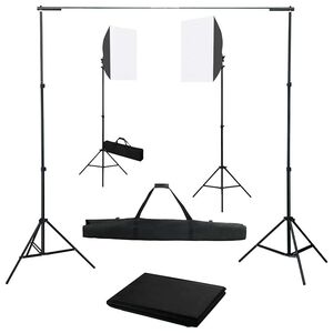 vidaXL Kit de est&uacute;dio fotogr&aacute;fico com softbox de ilumina&ccedil;&atilde;o e fundo