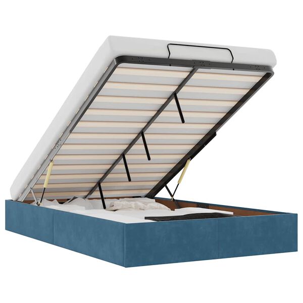 vidaXL Estrutura de cama otomana sem colchão 120x200 cm azul escuro