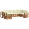vidaXL Conjunto de Sof&aacute; Sectional com almofada 9 pcs Natural e Creme