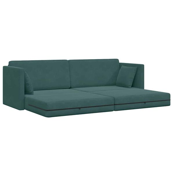 vidaXL Sof&aacute;-cama de ch&atilde;o 200cm Verde Escuro Veludo