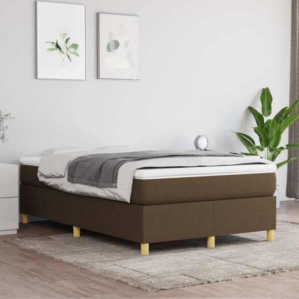 vidaXL Cama com molas/colch&atilde;o 120x200 cm tecido castanho-escuro