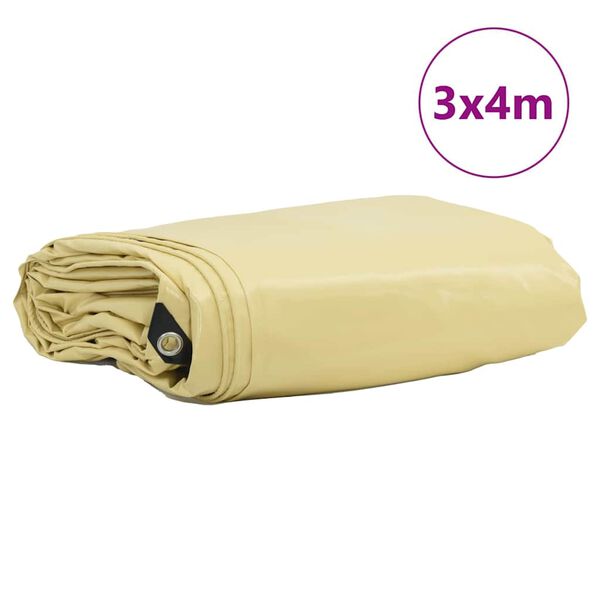 vidaXL Lona 650g / m&sup2; Bege 3 x 4 m Lona com revestimento em PVC