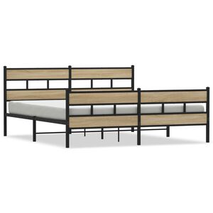 vidaXL Estrutura de cama sem colch&atilde;o 180x200cm metal carvalho sonoma