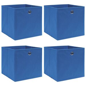 vidaXL Caixas de arruma&ccedil;&atilde;o 4 pcs 32x32x32 cm tecido azul
