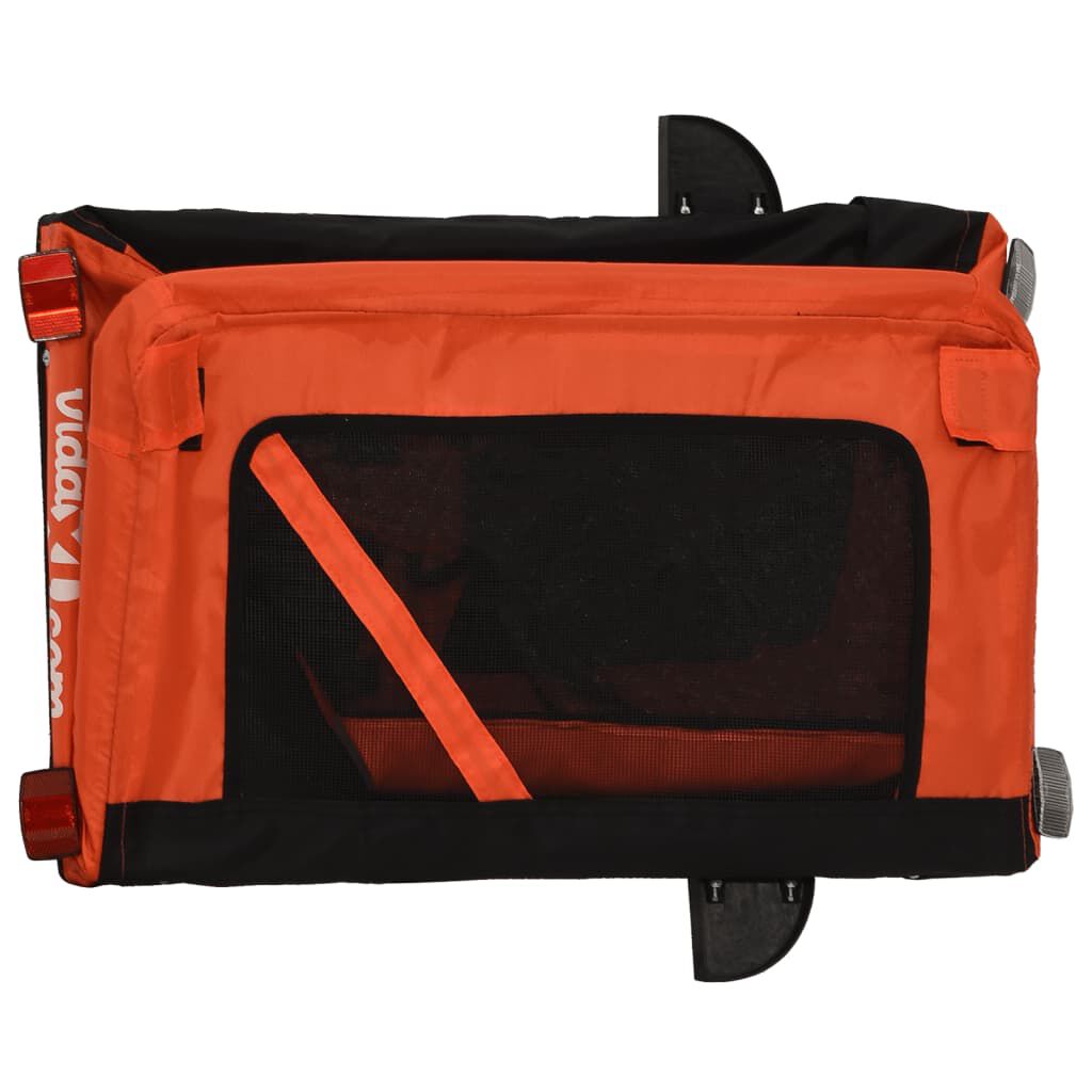 vidaXL Reboque bicicleta p/ animais tecido oxford/ferro laranja/preto
