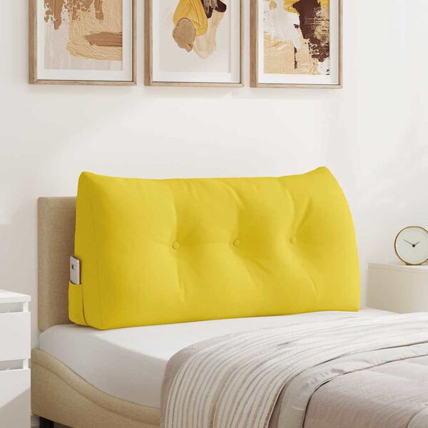 vidaXL Travesseiro para Costas Amarelo Claro 100 x 24 x 50 cm tecido