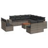 vidaXL 12 pcs conjunto de sof&aacute;s jardim c/ almofad&otilde;es vime PE cinzento
