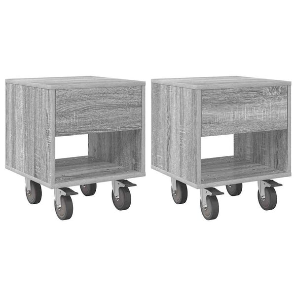 vidaXL Mesa-de-cabeceira 2 pcs Cinza Sonoma 40,5 x 40 x 48 cm